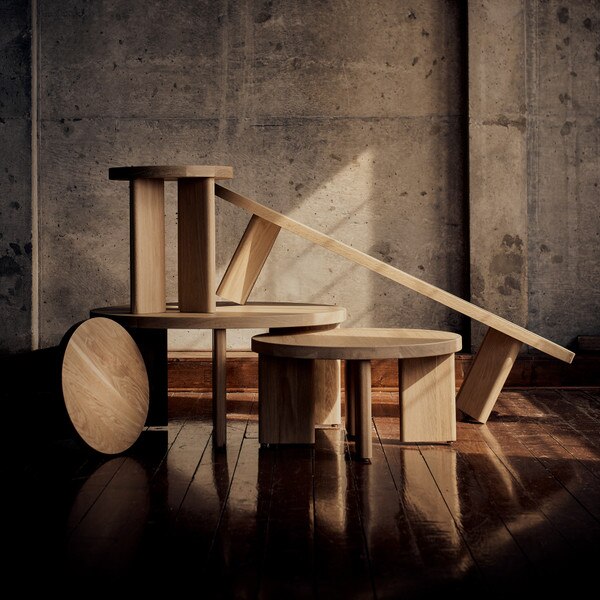 Fraya Round White Oak Side Table Tall - Live from Detroit™ Lifestyle 17